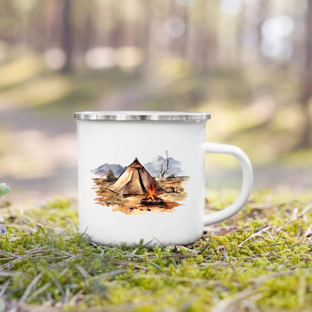 Adventure Day Camping Enamel Mug – Caravan Printed Camper Cup