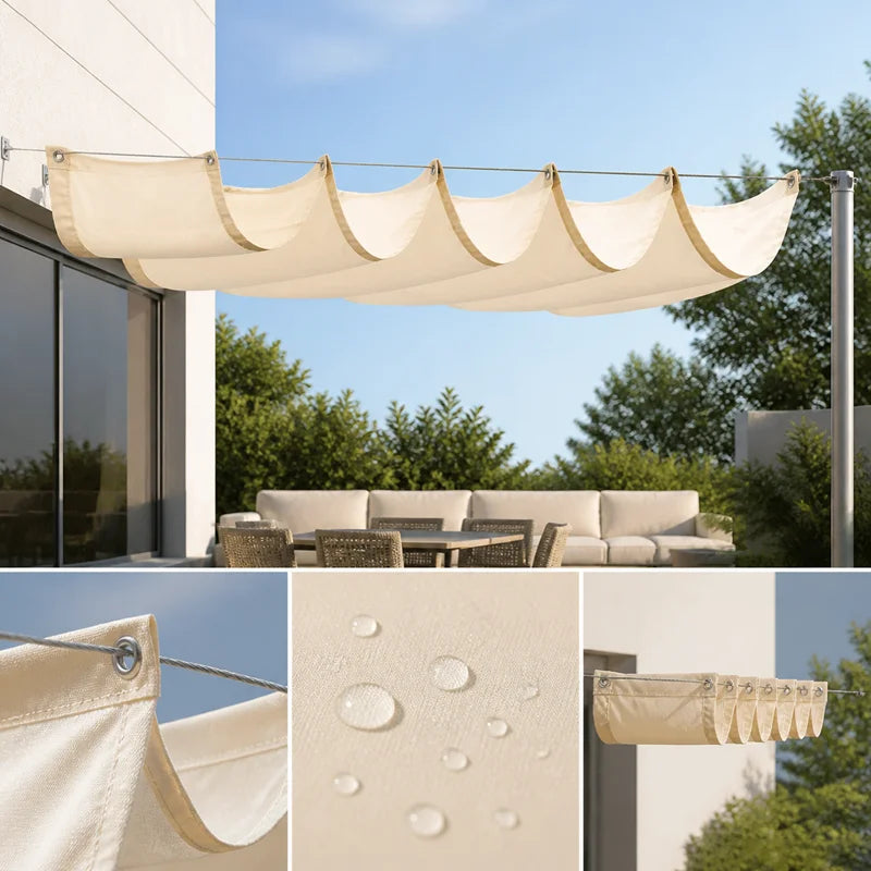 Waterproof Retractable Sunshade Sail – UV Block Garden Canopy