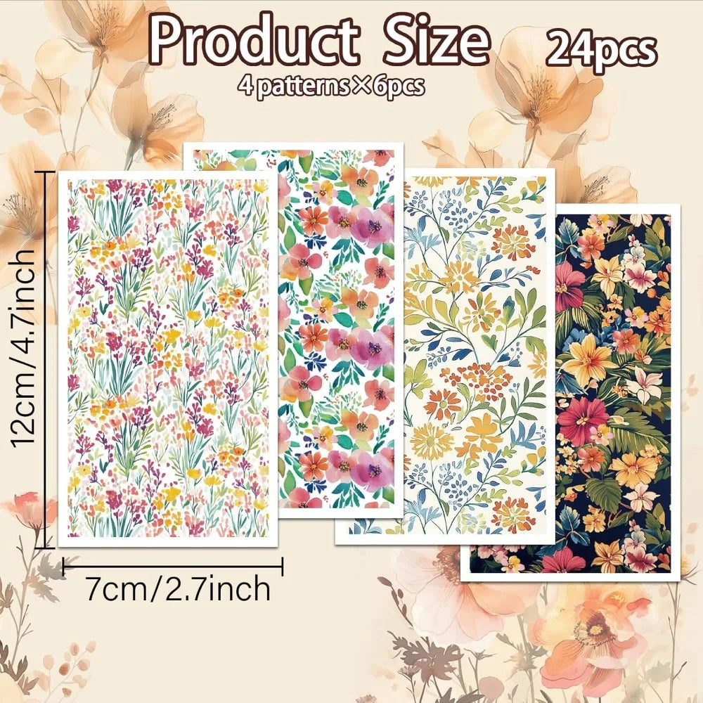 Tropical Flower Polymer Clay Transfer Sheets – 24 Pcs, 4 Designs