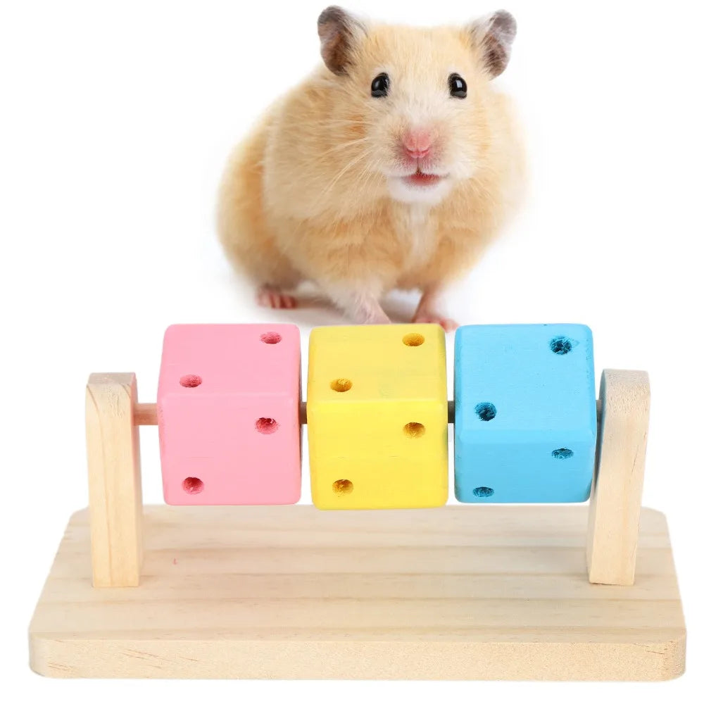 Wooden Rotatable Chew Toy for Hamsters & Small Pets