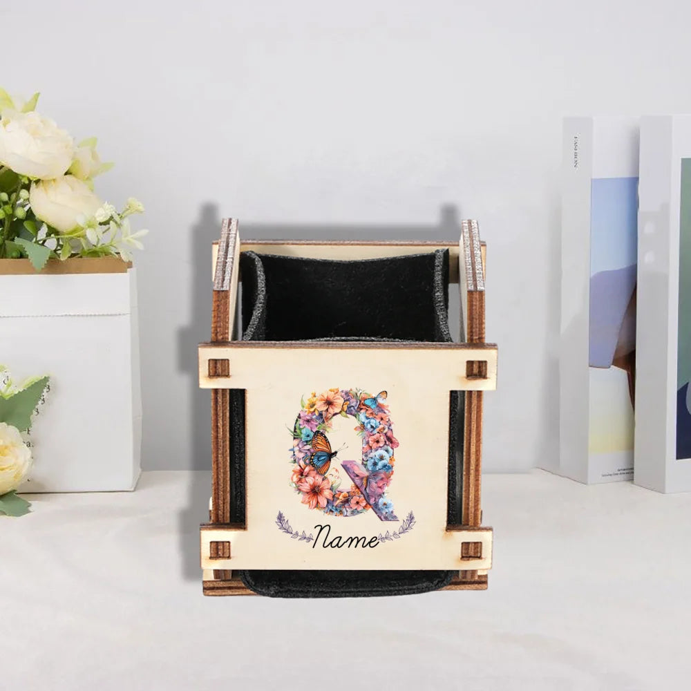 Personalized Mini Wooden Succulent Planter Pot – Custom Name