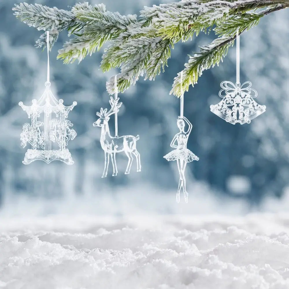 Acrylic Crystal Christmas Hanging Ornaments – Angel & Elk Pendants