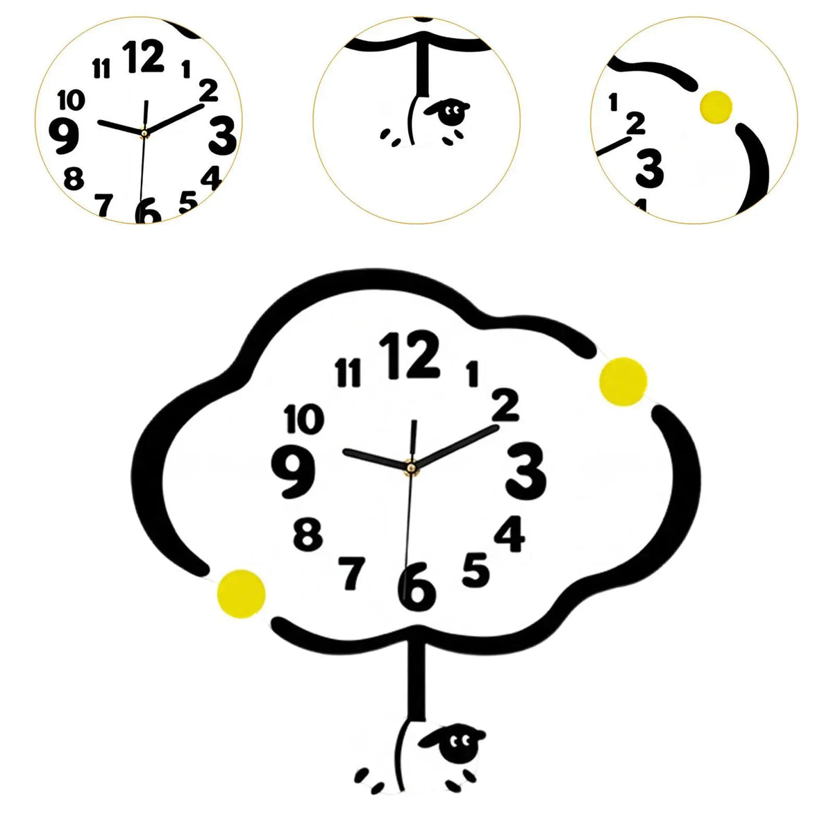 MagiDeal Acrylic Silent Wall Clock | Cloud & Sheep Design