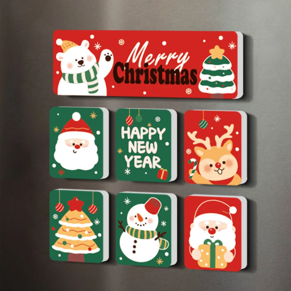 Christmas Magnetic Fridge Stickers – Santa Holiday Decor Set