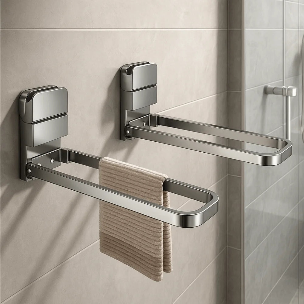 Foldable Suction Cup Towel Rack – No-Drill Bathroom Hanger