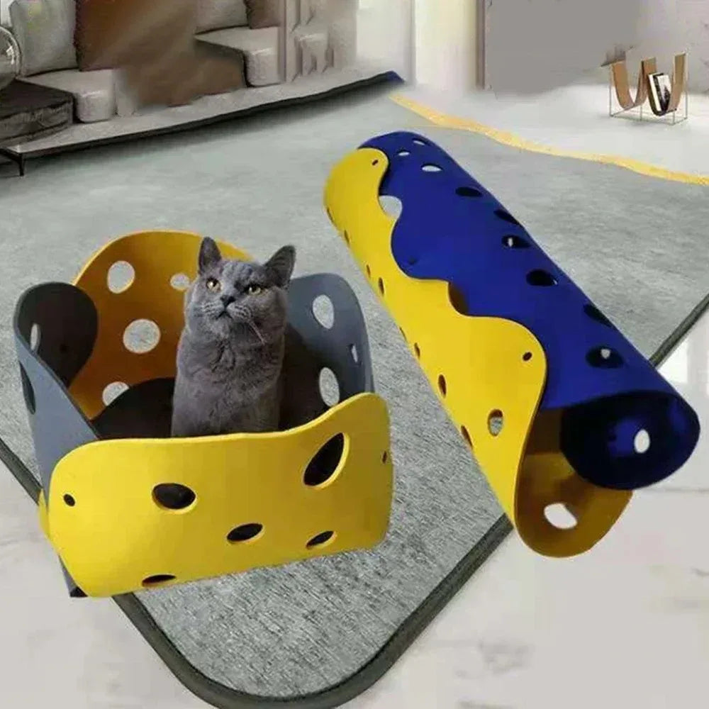 Modular Felt Cat Tunnel – Collapsible Interactive Kitten Play House
