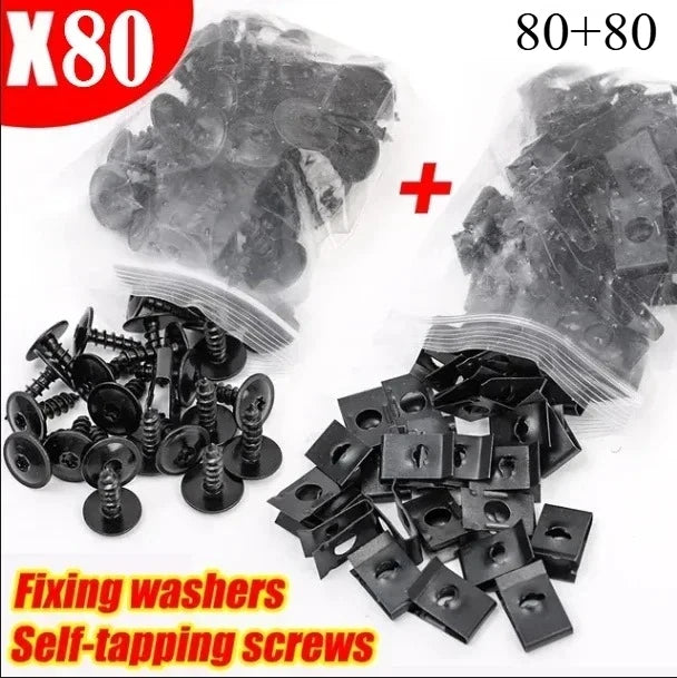 U-Shaped Metal Retaining Clips Kit with Self-Tapping Screws