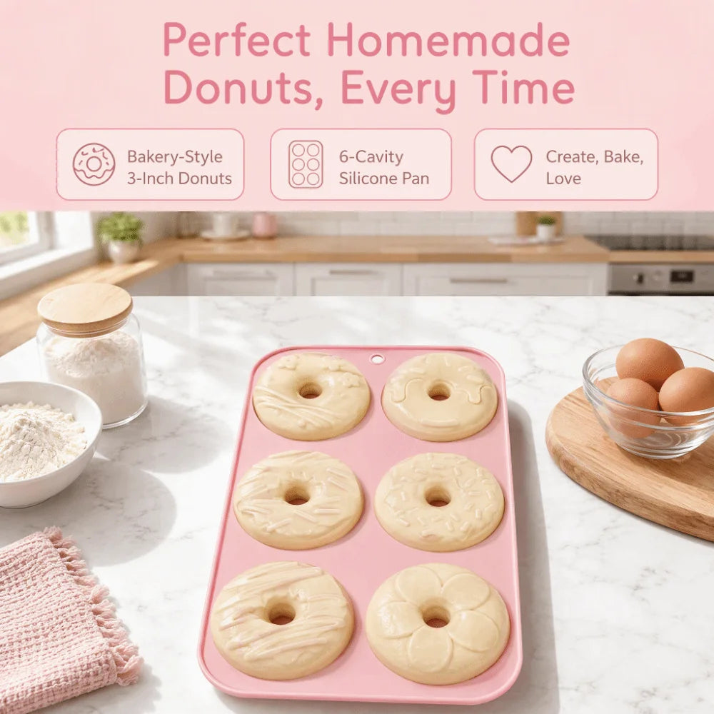 Silicone Donut Mold – 6-Cavity Non-Stick BPA-Free Baking Pan