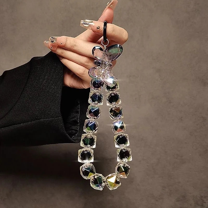 Crystal Butterfly Phone Charm Wrist Strap & Keychain Lanyard