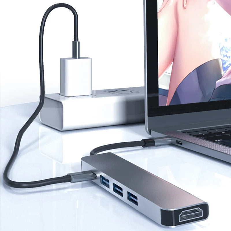 OULLX 5-in-1 USB-C Hub – HDMI 4K, USB 3.0 & PD Charging