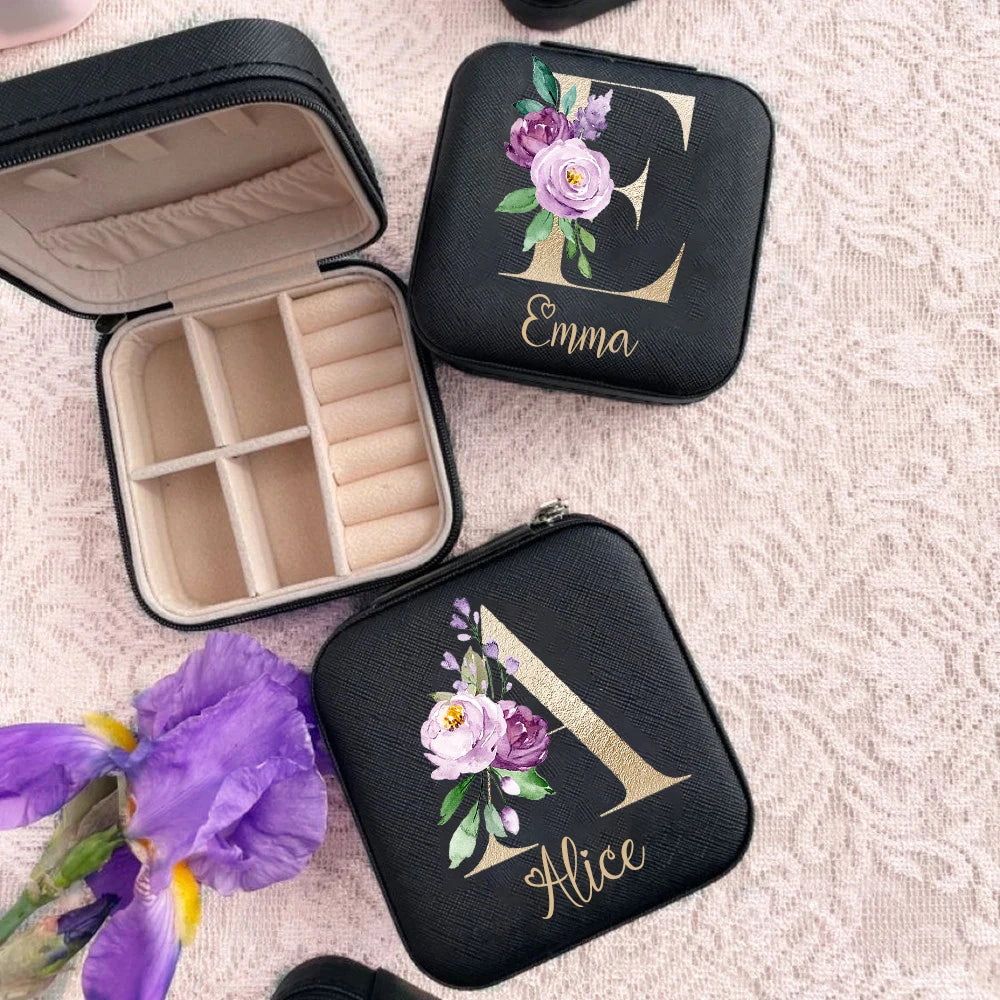 Personalized Leather Jewelry Box – Custom Name Gift for Her