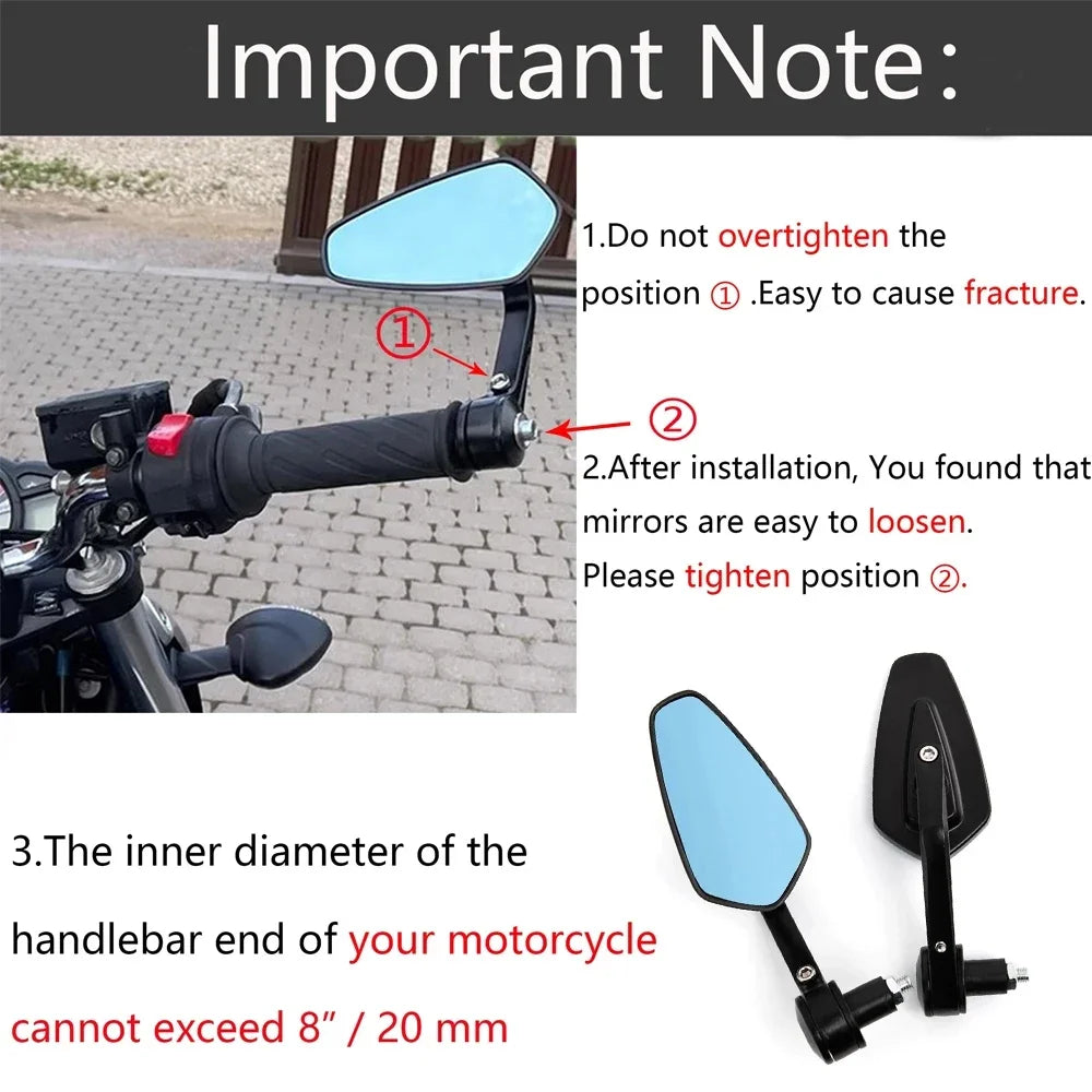 Universal Motorcycle Handlebar End Rearview Mirrors – CNC Aluminum