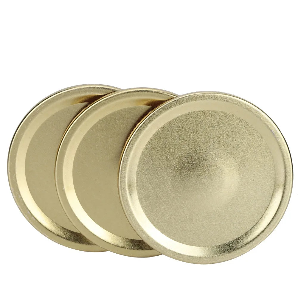 24-Pack Tinplate Jar Lids 70mm/86mm – Silver & Gold Covers