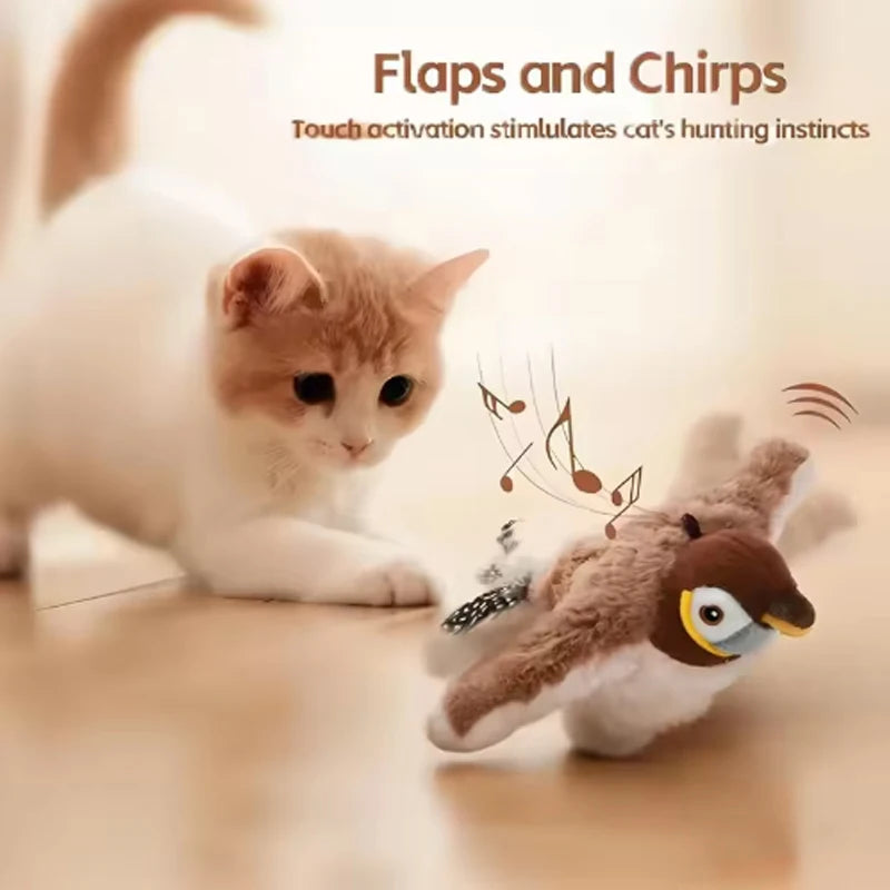 Plush Flapping Shaky Bird Cat Toy – Bite-Resistant Sparrow