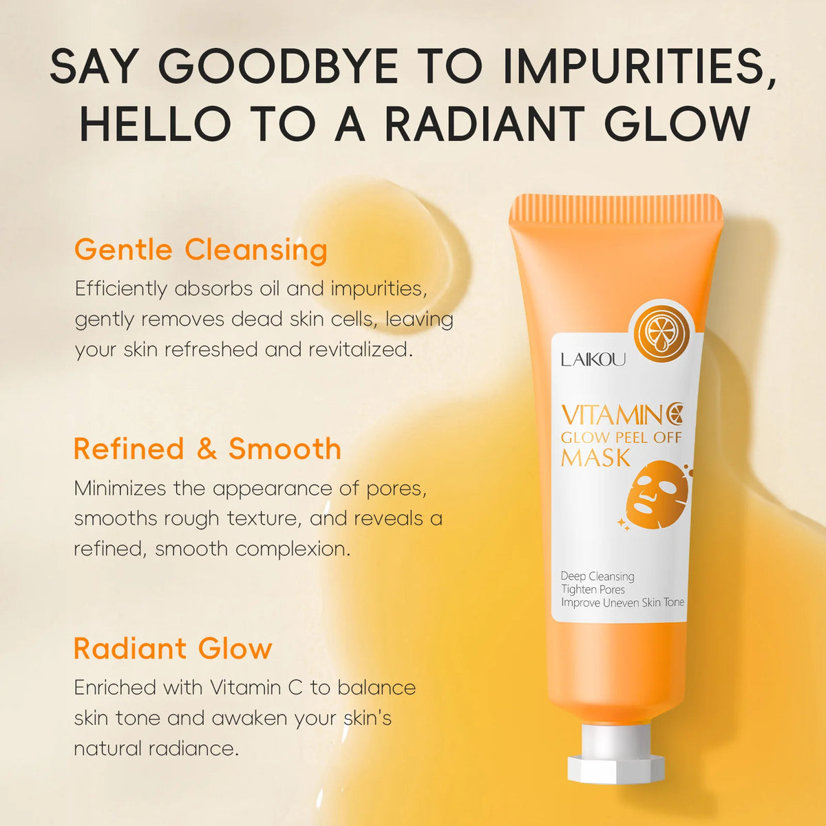 LAIKOU Vitamin C Peel-Off Face Mask – Pore Cleansing & Glow