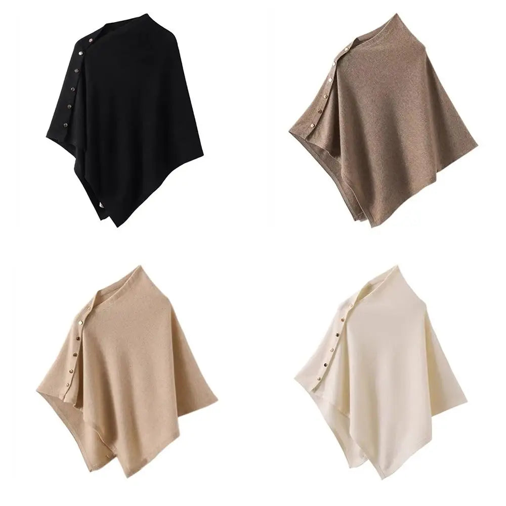 Women's Button Pashmina Shawl Wrap – Knit Scarf, Fall & Winter