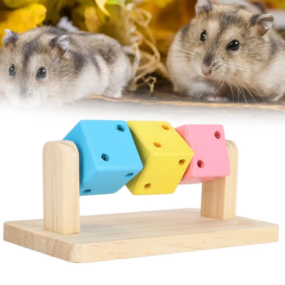 Wooden Rotatable Chew Toy for Hamsters & Small Pets