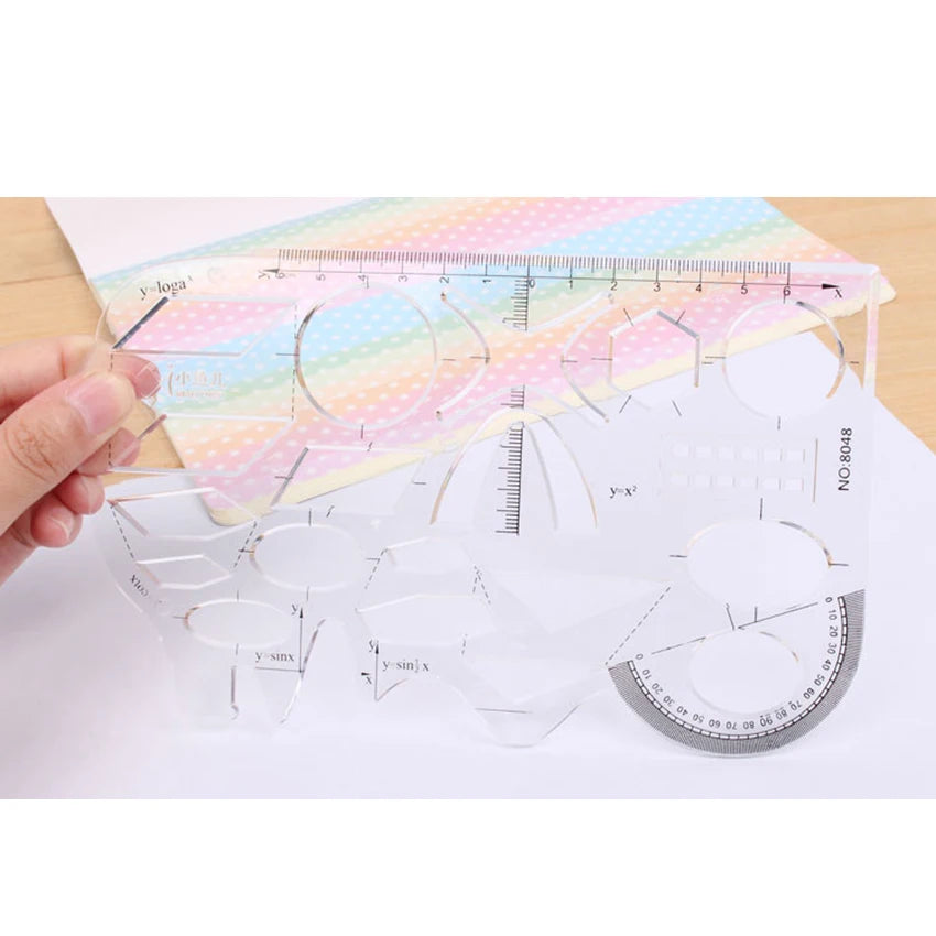 Multi-Function Geometry Template Ruler – Math Drawing Tool