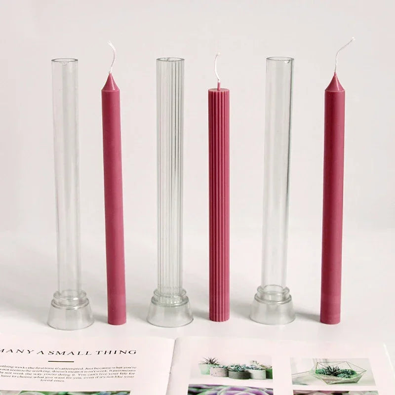 Vertical Stripe Pillar Candle Mould – DIY Plastic Mold Kit