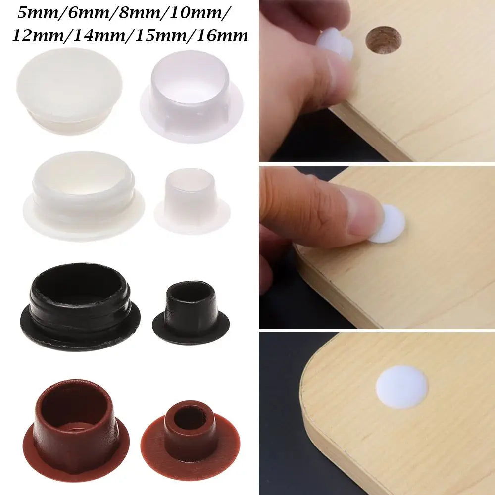 50-Pack Plastic Hole Plugs – Furniture Screw Cap Covers