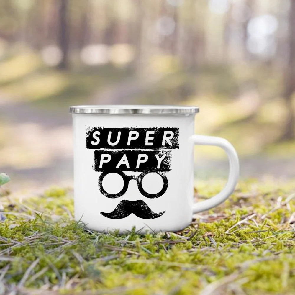 Super Papy Mamie Enamel Mug – Grandma & Grandpa Gift