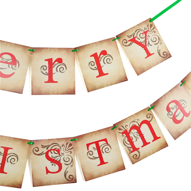 Vintage Christmas Tree Scene Banner – Retro Holiday Wall Décor