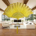 Elegant Folding Feather Fan – Vintage Handheld Prop for Women