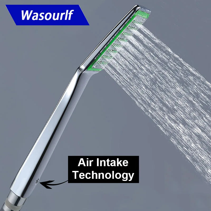 WASOURLF Water-Saving Handheld Shower Head | Chrome Square ABS