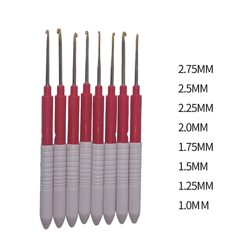 8-Piece Fine Crochet Hook Set with Plastic Handles 1.0–2.75mm