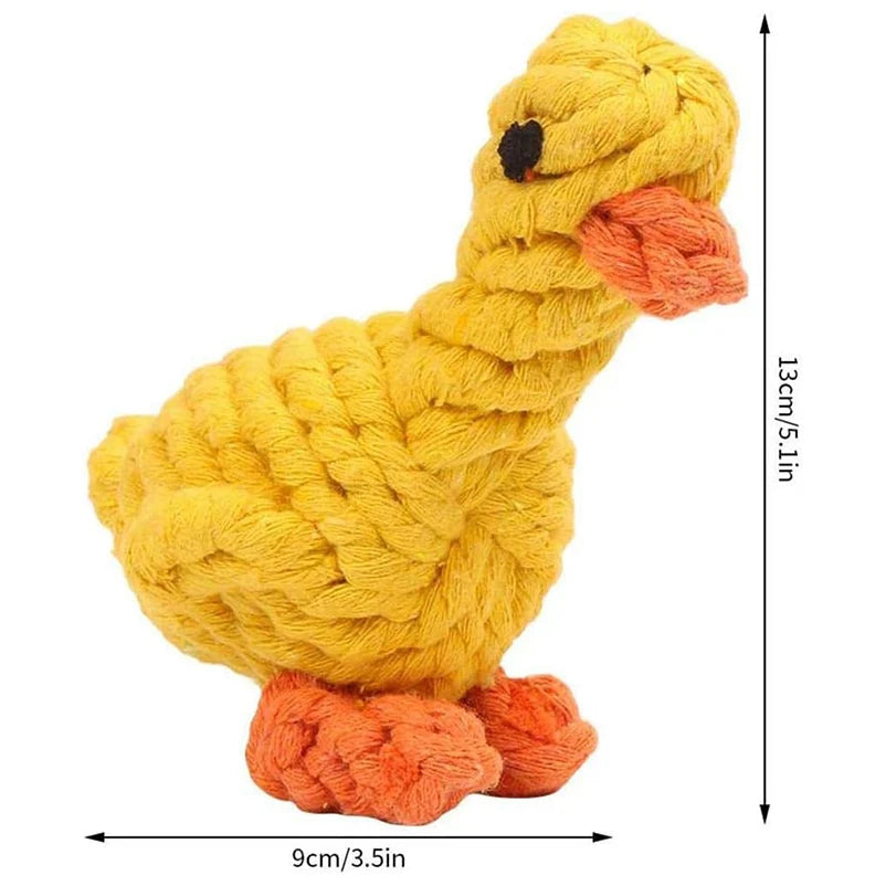 Braided Yellow Duck Squeaky Plush Dog Toy – Bite Resistant