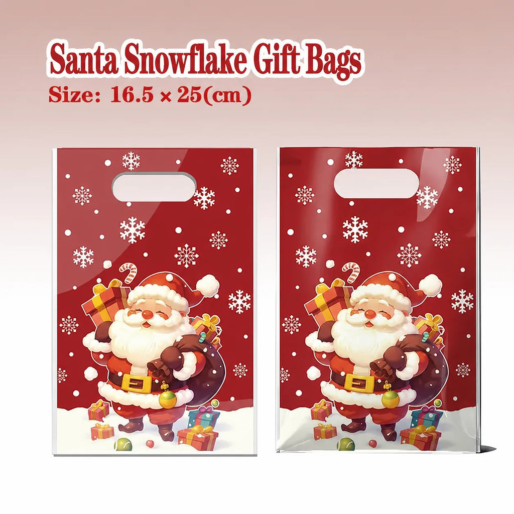 Christmas Handle Gift Bags PE Plastic 50pcs – 7 Designs