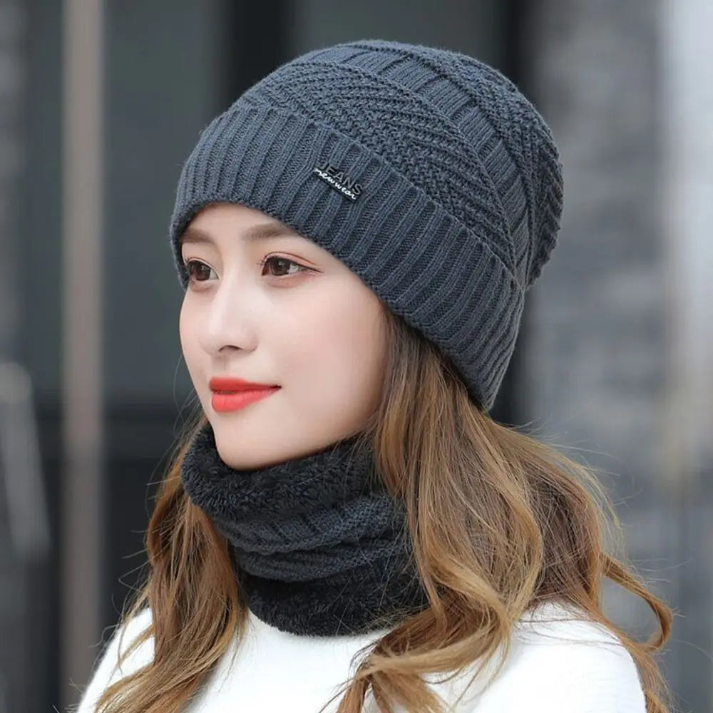 Thermal Knit Beanie & Scarf Set – Unisex 2-in-1 Winter Hat