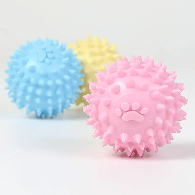 Spiky Rubber Dog Chew Toys – Bone & Ball Teething Set
