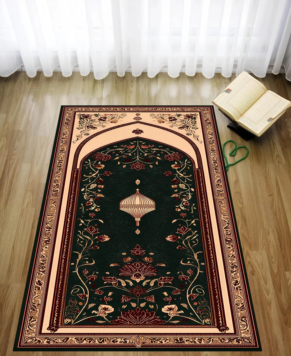 Islamic Prayer Mat | Persian Floral Non-Slip Sajadah Rug