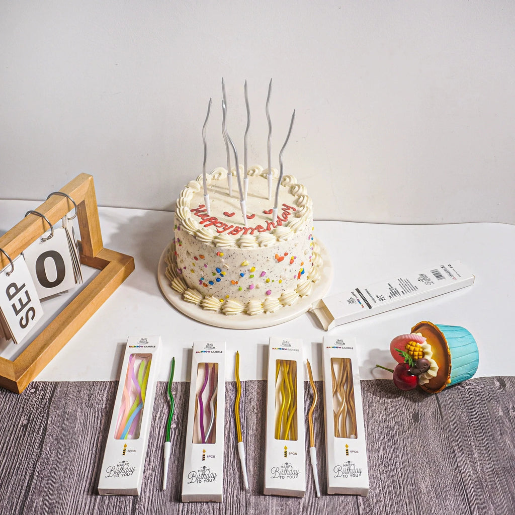 6-Pack Metallic Twisted Cake Candles – Party & Celebration