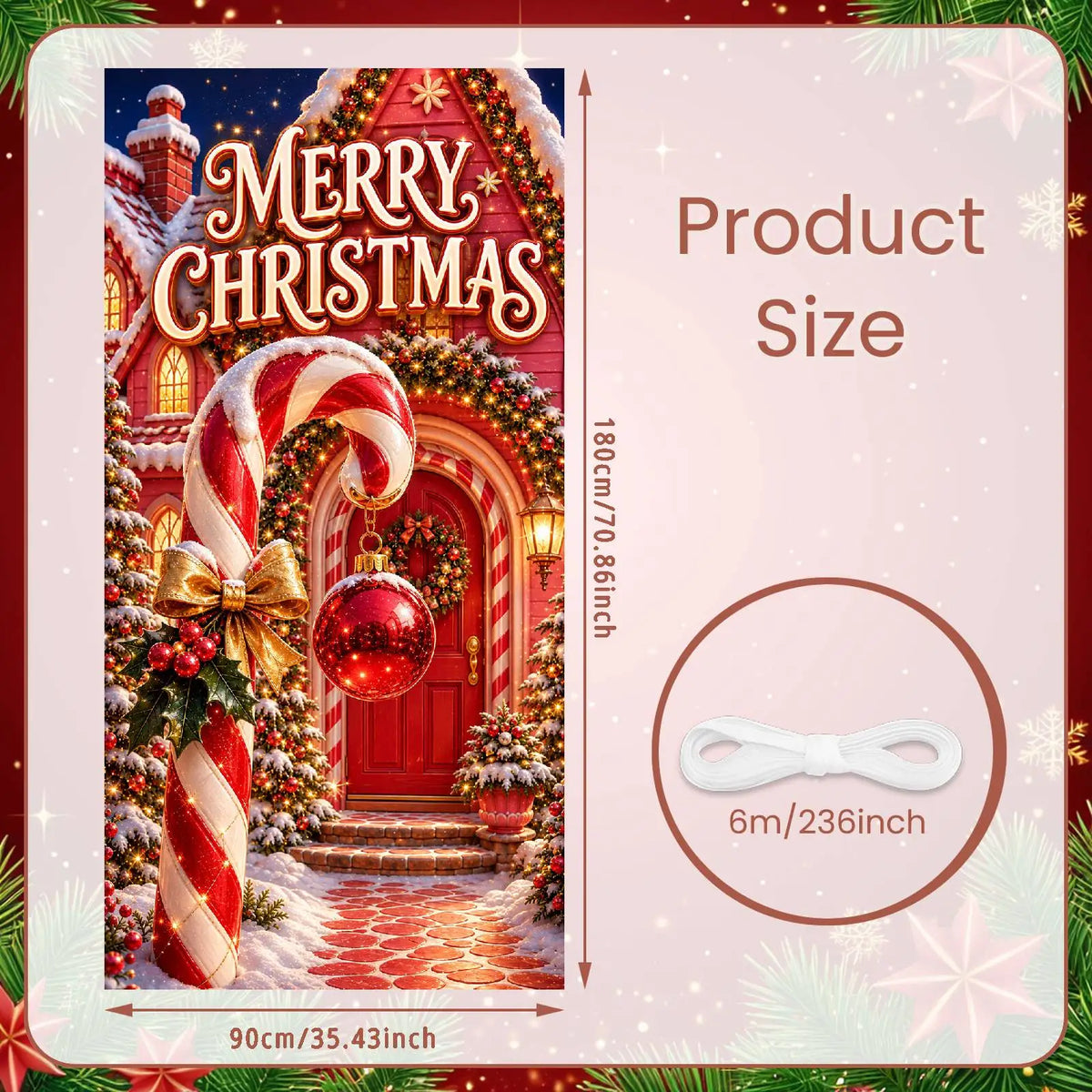 Merry Christmas Banner – Snowy Scene Festive Holiday Décor