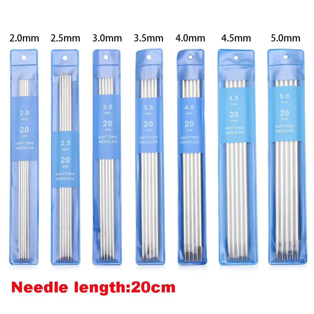 5-Piece Stainless Steel Straight Knitting Needles – 7 Sizes