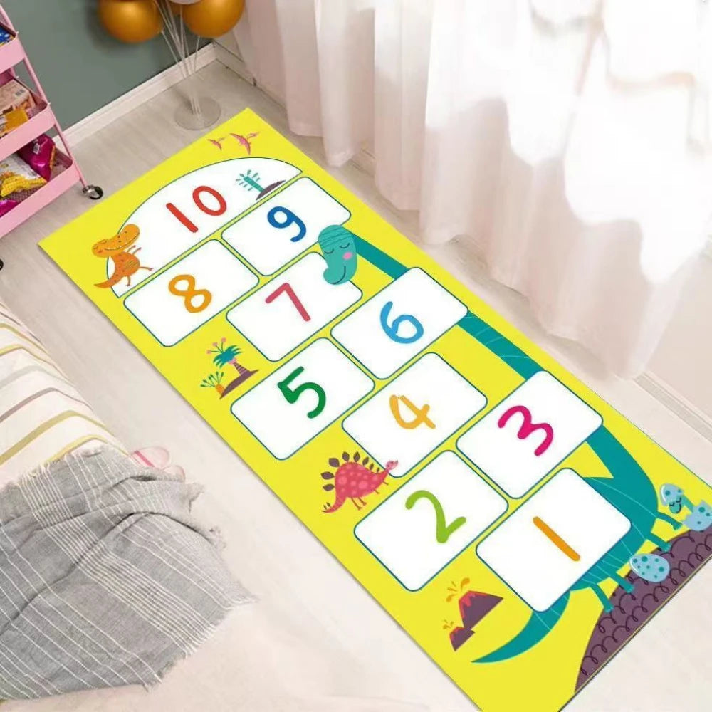 Hopscotch Cartoon Runner Rug – Kids Playroom & Bedroom Mat