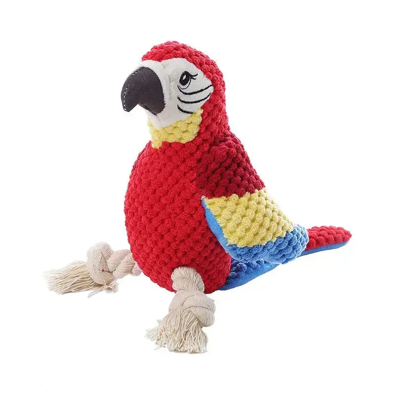Realistic Parrot Plush Squeaky Dog Toy – Bite-Resistant Fleece