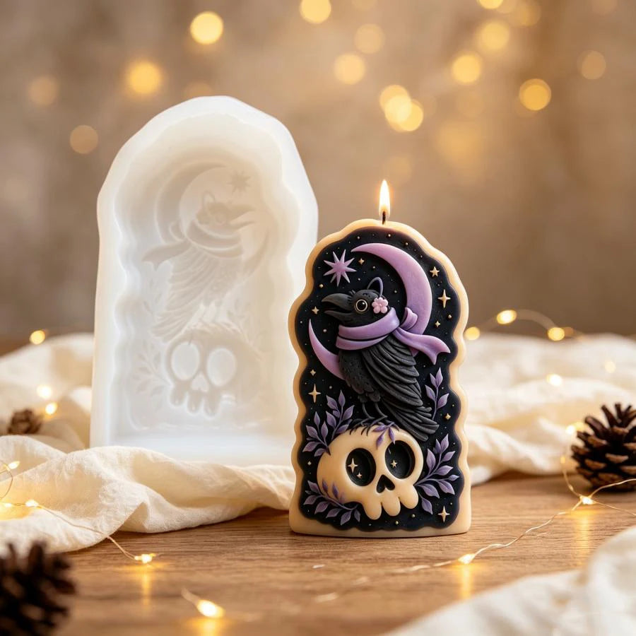 Halloween Skull Crow Moon Silicone Mold – Candle Soap DIY