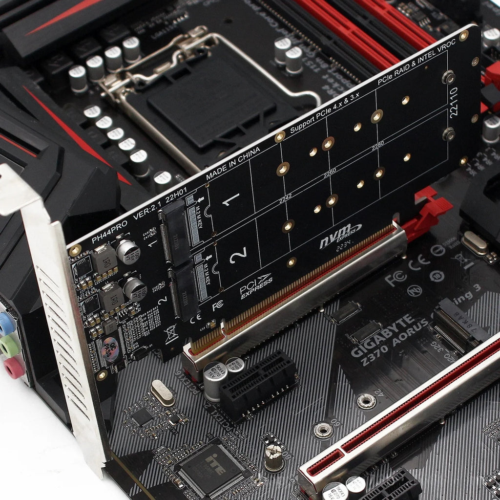 PCIe X16 to M.2 NVMe Converter – 4-Slot RAID Expansion Card