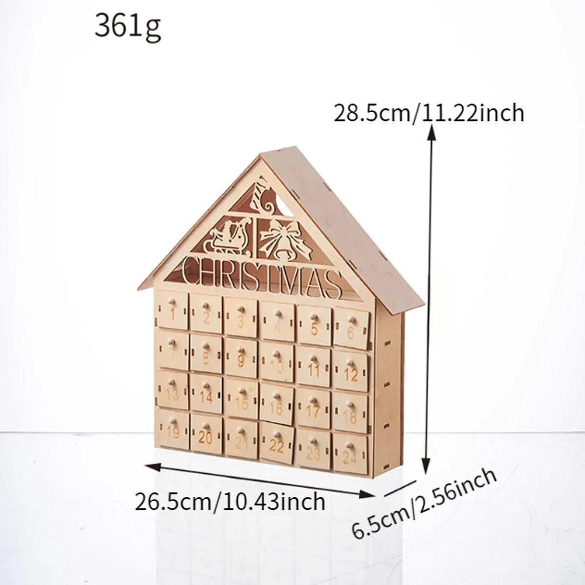 Wooden Christmas Advent Calendar with 24 Drawers – Tree Design