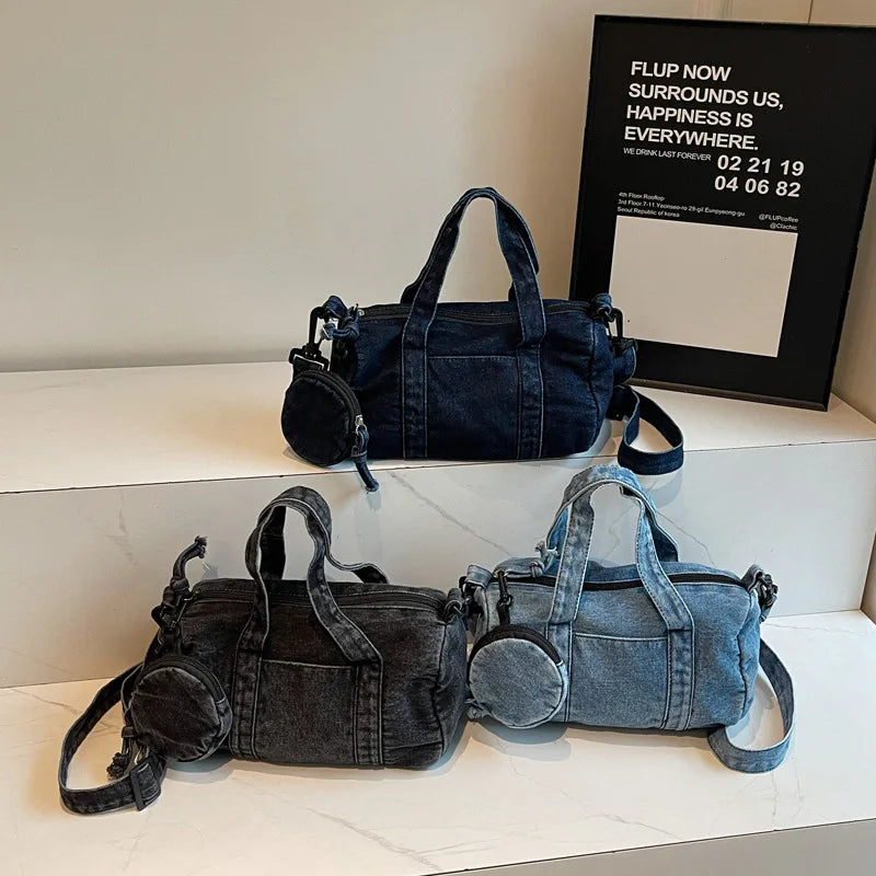 Women's Denim Tote Bag – Shoulder & Crossbody Handbag