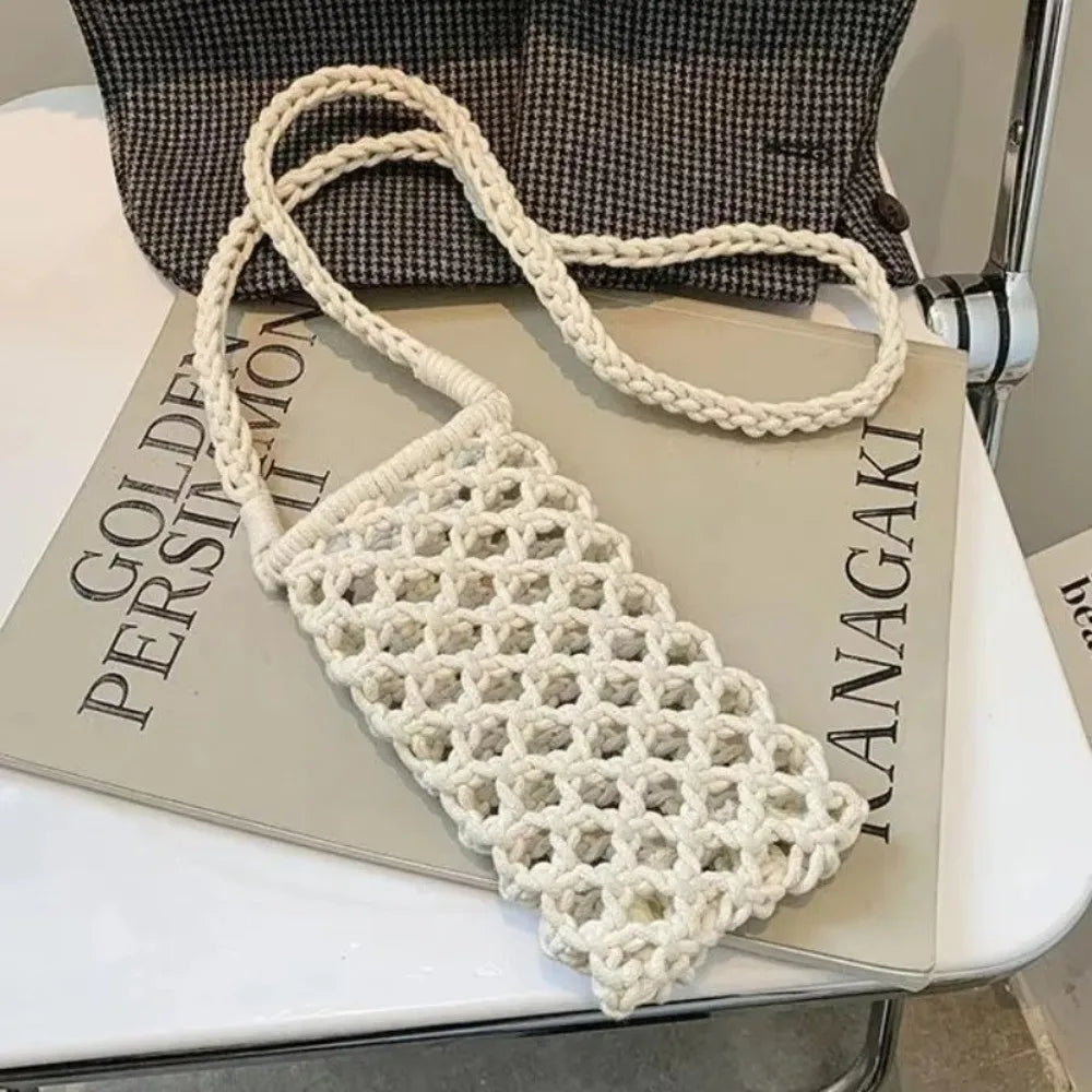 Woven Crochet Crossbody Phone Bag – Braided Shoulder Bag