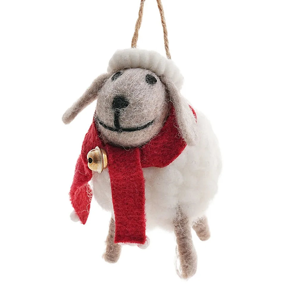 Felt Wool Sheep Christmas Ornament | Xmas Tree Hanging Decor