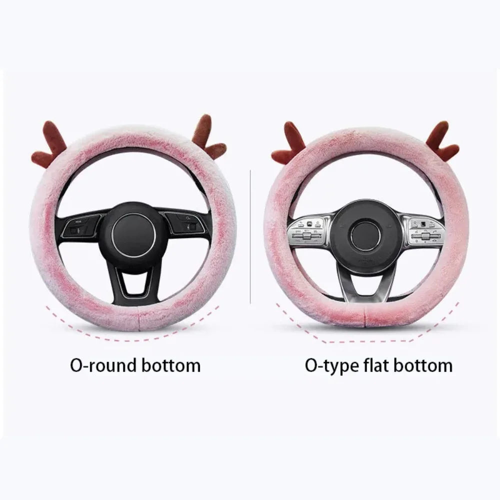 Fluffy Plush Steering Wheel Cover – Universal Winter Car Protector