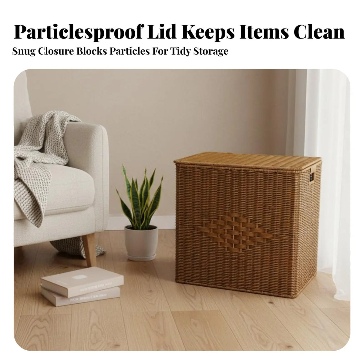 Large Woven Hamper with Lid – Rattan-Style Storage Basket