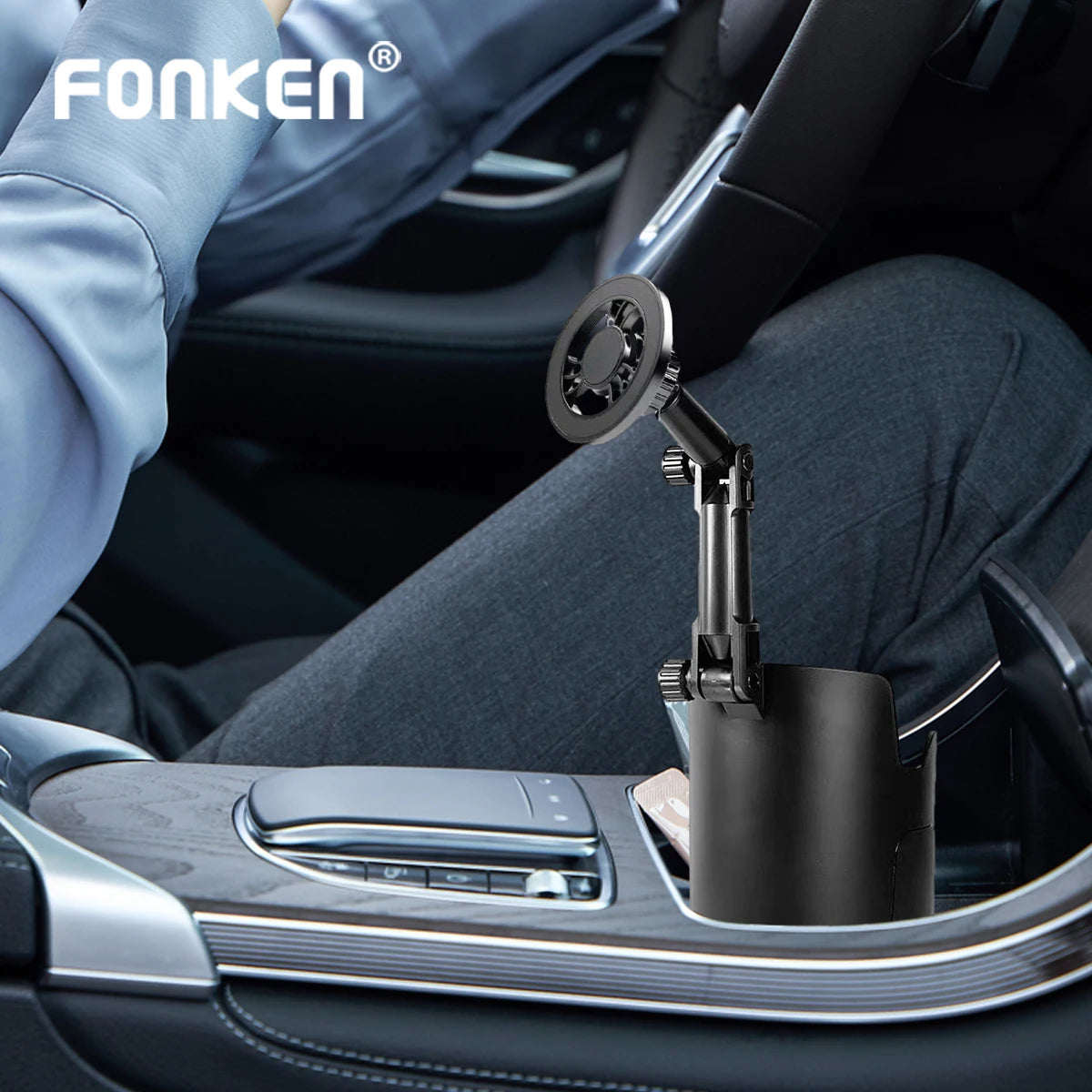 FONKEN 2-in-1 Car Cup Holder Phone Mount | 360° MagSafe