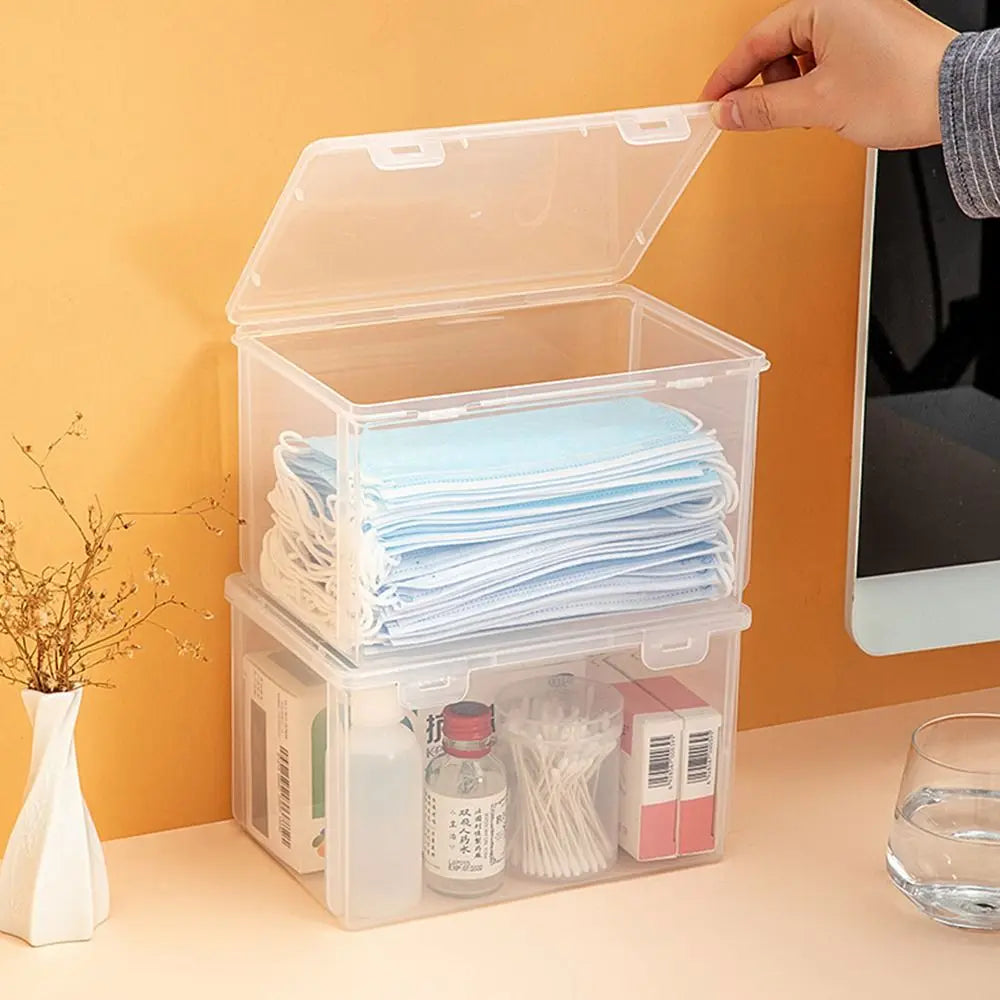 Transparent Plastic Flip Storage Box – Stackable Organizer