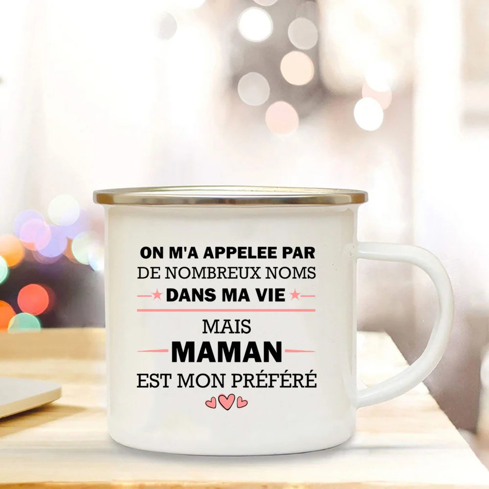 Super Mamie I Love You Enamel Mug | Grandmother Gift Mug